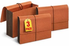 1InTheOffice Expanding File Folder 5-1/4" Letter Redrope 3 Pack