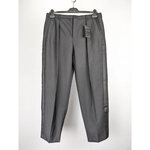 SAINT LAURENT (YSL) Pantaloni Saint Laurent Paris in twill da fumo corte nero nuovi con etichette 52