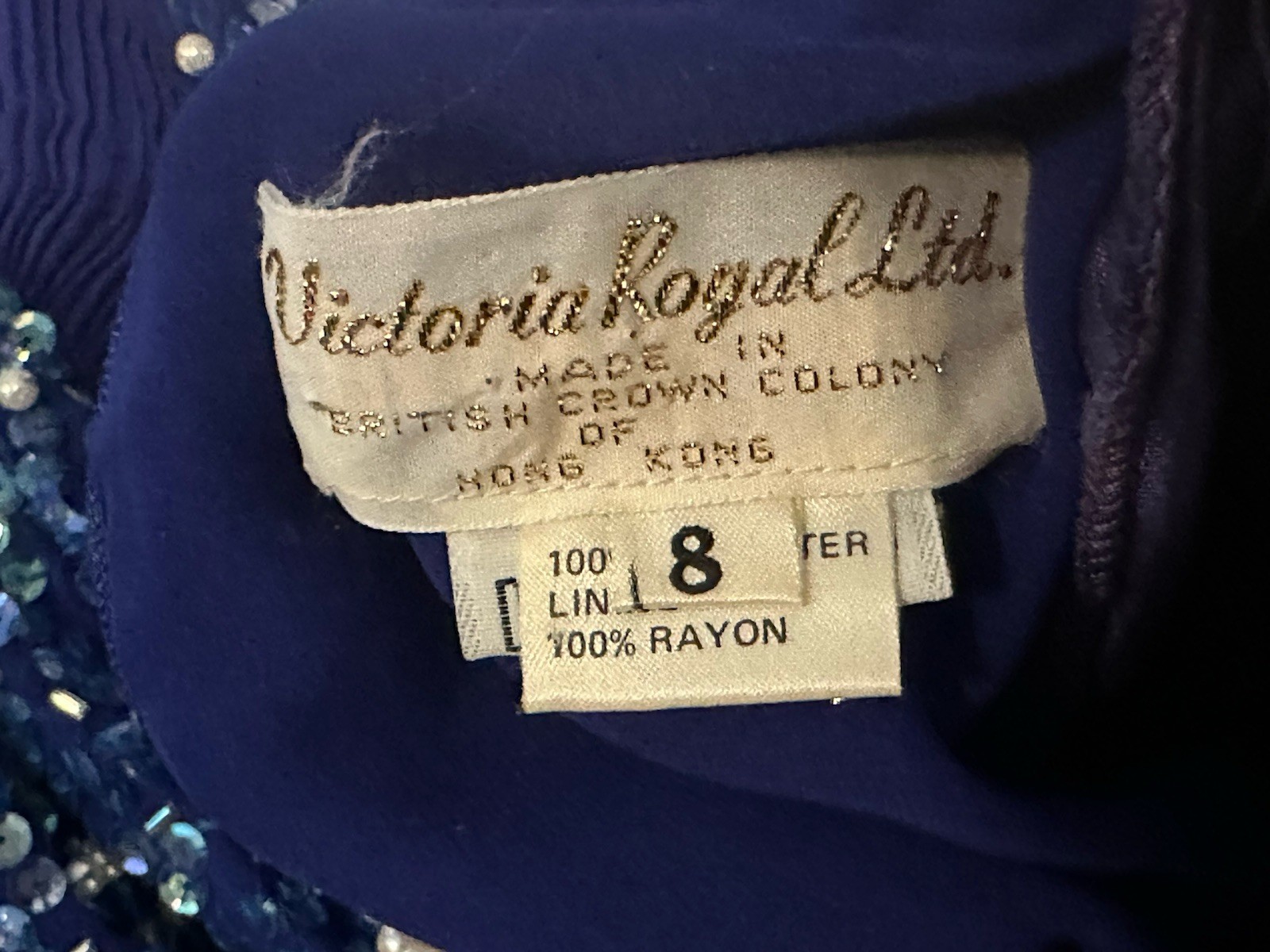 Vintage Victoria Royal Ltd Womens Size 8 Blue Beaded Evening Gown Formal Dress