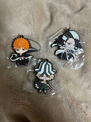 BLEACH Strap Rubber Ichigo Kurosaki Byakuya Kuchiki Kisuke Set Lot of 3
