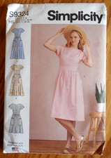 NEW Simplicity PatternS 9324 Misses sz 6-14 Button-Back Dress with Variations