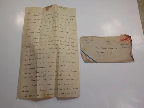 WW2 Letter 1945 280th Field Artillery Soldier WWII Military Hubbard Texas WWII