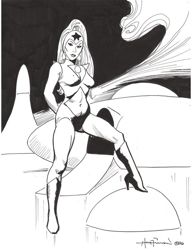 LONELY STAR GIRL! Original Art Ink Drawing by MIKE HOFFMAN