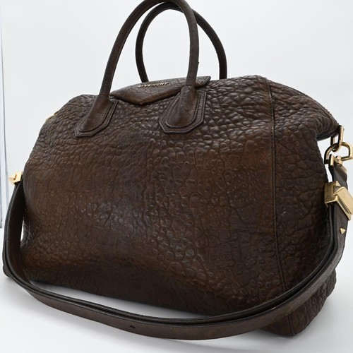 Givenchy Antigona Handbag Shoulder Bag 2Way Leather Brown Used Authentic