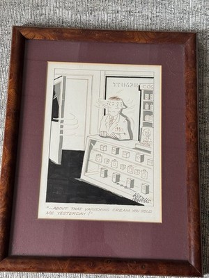Vintage Pen & Ink Cartoon Signed Ken Howells Framed And Ready To Hang