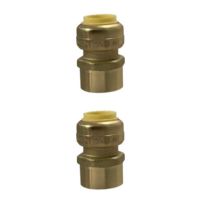 2 Pack XFITTING 1/2'' Push Fit x 1/2'' Female NPT Adapter, Lead Free Brass