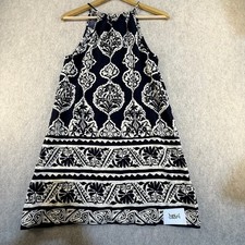 Cupshe Navy Blue White Damask Geometric Print Halter Neck Mini Dress D0064