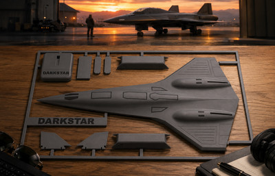 3D Printed Gray Darkstar Hypersonic Aircraft Model Kit   DIY Stealth Jet Build D