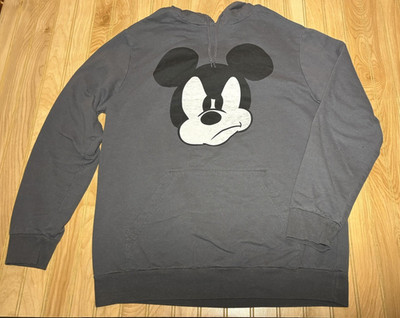 Disney Mad Mickey Mouse Charcoal Hoodie Adult Size Large