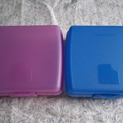 Tupperware Hinged Sandwich Keeper Set of 2  preowned 