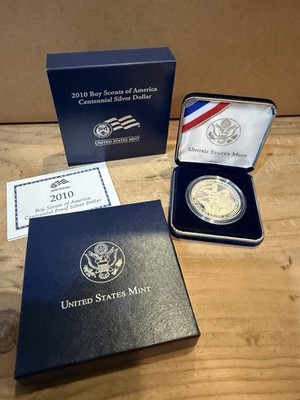2010 Boy Scouts Of America Centennial $1 Unc Silver Dollar Box COA 
