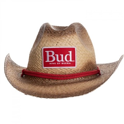 Budweiser Big Red BUD Patch Cowboy Rope Hat Beige