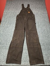 Vintage Carhartt R06 DKB Brown Duck Bib Overalls Double Knee 36x32 Distressed