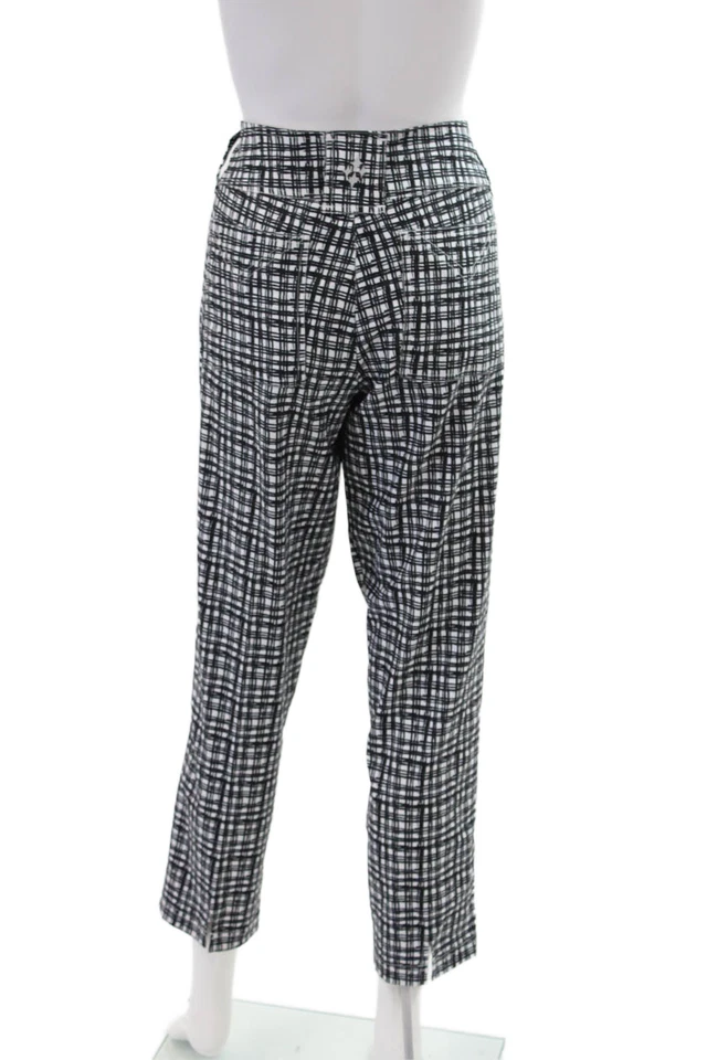 Pantalones JoFit Mujer Estampado Abstracto Recortados Pierna Recta Botón Blanco Talla 6 Foto 3 de 4