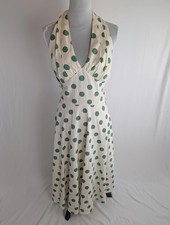 Retro Polka Dot Halter Neck Midi Dress