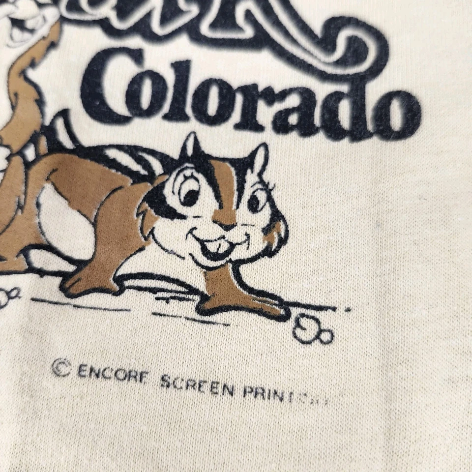 Винтажная футболка Nature молодежная средний размер 10-12 Estes Park Colorado бурундуки одинарный шов  - Изображение 3 из 4