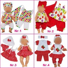 Puppenkleidung 3-tlg Sommer-Set für Baby Puppe bis 43 cm (ohne Puppe)