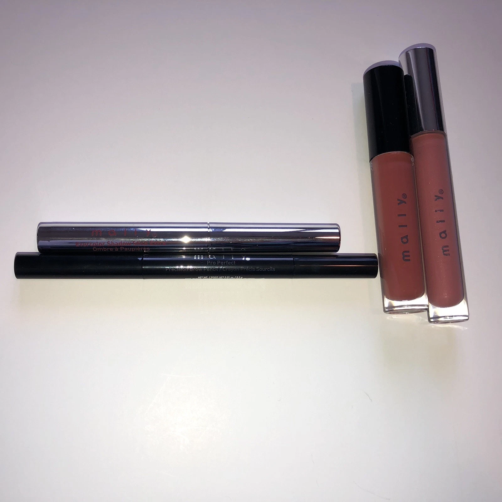Mally Beauty Lot 4 Shadow Stick Pro Perfect Brow Time To Shine Lip Shellac NEW!