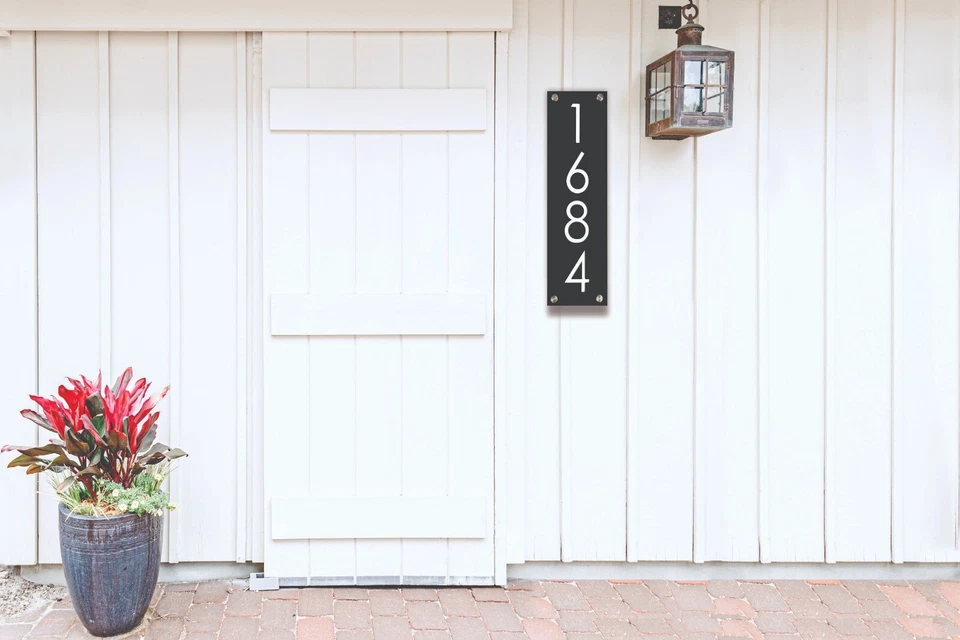 Dirección de casa, números de casa modernos, colores acrílicos, dirección comercial vertical Foto 2 de 4