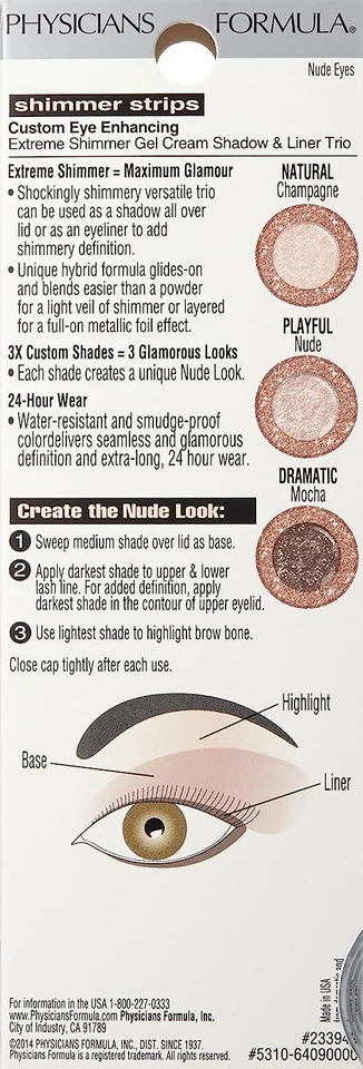Physicians Formula Shimmer Strips Custom Eye Enhancing Eyeshadow Trio. NUDE - Image 3 of 4