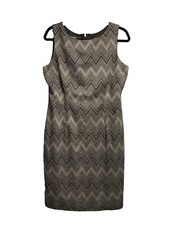 Nine West Women's Size 14 Sleeveless Sheath Dress Lined Black Gray Zig-Zag