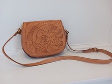 Gorgeous Vtg Hand Tooled Leather Flowers Handbag Crossbody Saddle Brown Western