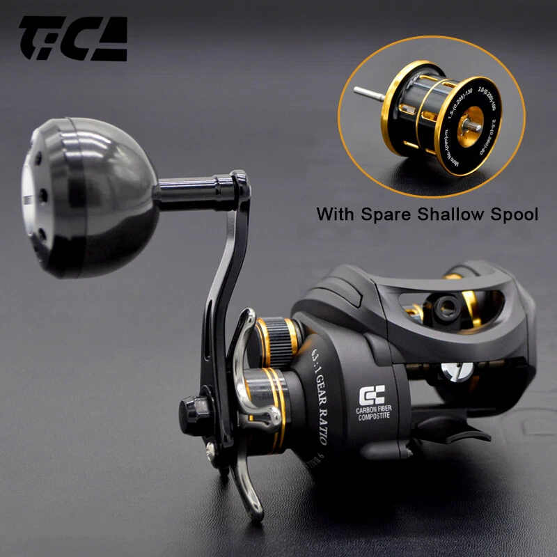 TICA SCD Baitcaster Carbon Frame Baitcasting Fishing Reel with Extra Metal  Spool