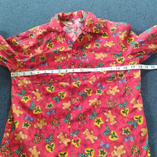 Christmas Button Up Shirt Girls L XL Happiness is Homemade Gingerbread Cookies - Picture 6 of 10