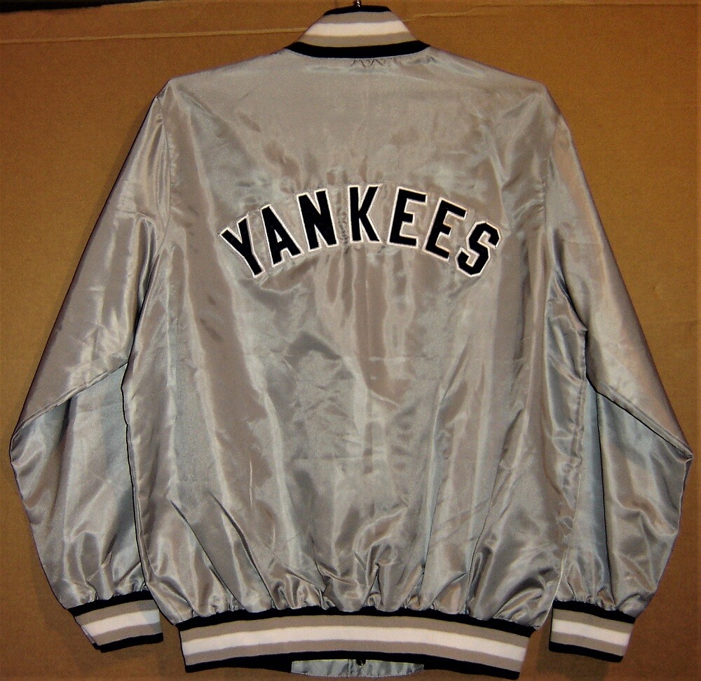 Veste New York Yankees Cooperstown Rayée Homme Taille L, Blanc Et Gris, Rétro Baseball, Petite Tache Sur épaule