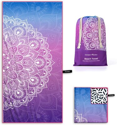 NEW! OCOOPA Microfiber Beach Towel Fast Drying Oversize Ocean Sand Free Outdoor