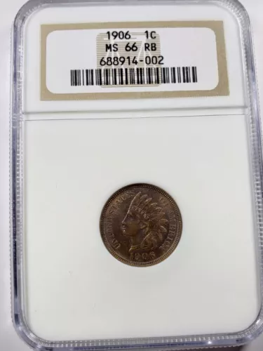 1906 Indian Head Cent 1c NGC MS 66 RB