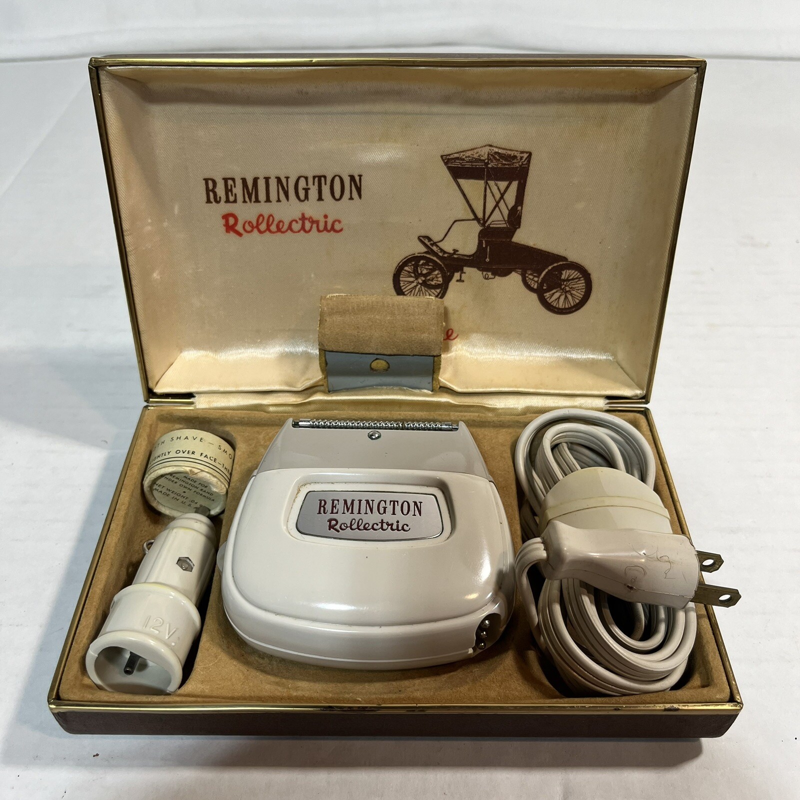 Vintage Unique Remington Rollectric 12V, 110 V auto- Home Electric Shaver READ