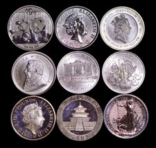 Random Year - World Mint 1 oz Silver Coin .999+ Fine Silver - Cull/Milk Spots 81.14 per troy oz