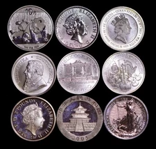 Random Year - World Mint 1 oz Silver Coin .999+ Fine Silver - Cull/Milk Spots