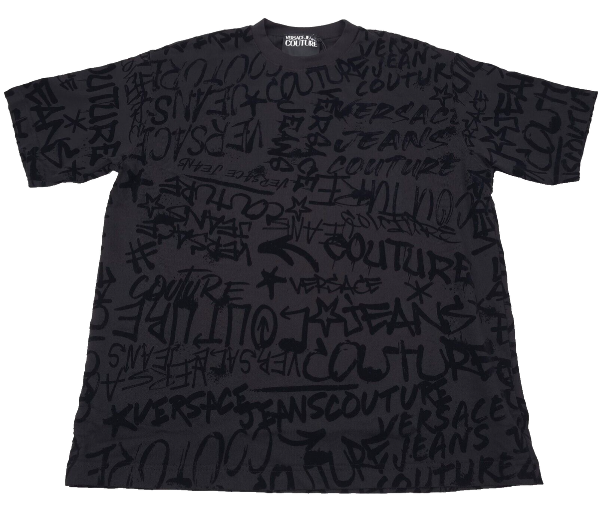 $325 Versace Jeans Couture Black Oversized Graffiti T-Shirt Mens