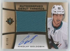 2015-16 Upper Deck Ultimate Collection Debut Threads auto /99 Nikolay Goldobin