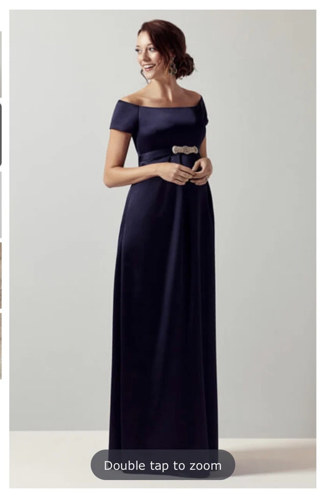 TIFFANY ROSE MATERNITY ARIA GOWN Midnight Blue Size 2 With Aurelia Vintage Sash - Image 3 of 4
