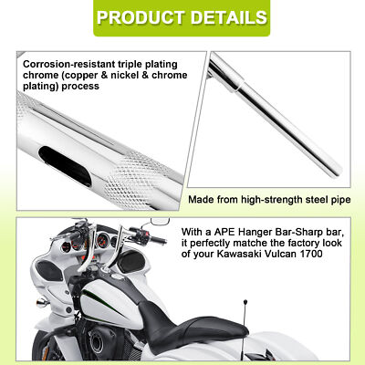 Chrome 12 Meathook Ape Hanger Handlebar for Kawasaki Vaquero