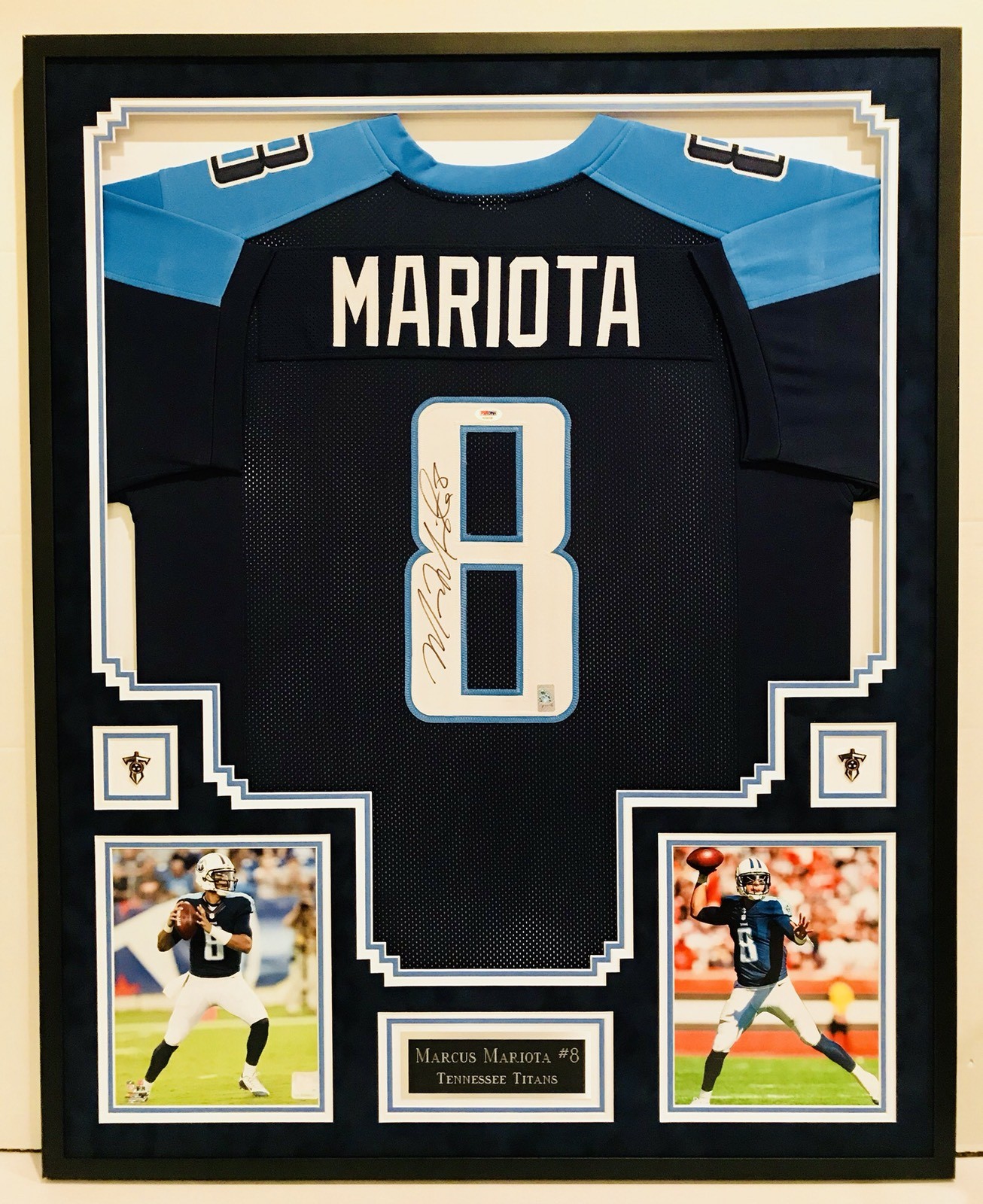 MARCUS MARIOTA Autographed Signed Tennessee Titans #8 , , FRAMED JERSEY PSA/DNA COA 