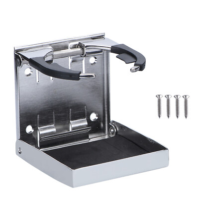 Marine Grade 304 Stainless Steel Folding Drink Cup Holder - Adjustable & Anti-Slip For Boat, Truck, RV