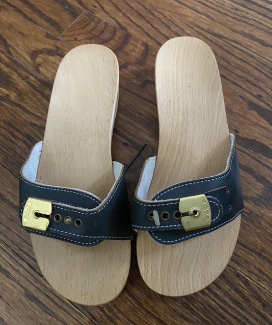 dr scholl's wooden sole sandals