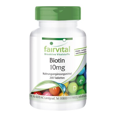 Biotin 10 mg -  200 Tabletten, Schönheitsvitamin, hochdosiert, VEGAN | fairvital