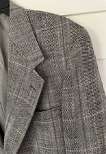 Evan Picone 41R Gray Plaid Wool Made in USA Burdines Blazer Jacket Sports Coat