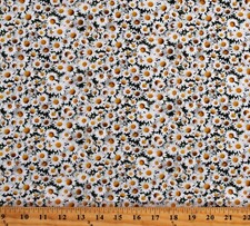 Cotton Daisies Daisy Flowers Field Landscape Fabric Print by the Yard D485.58