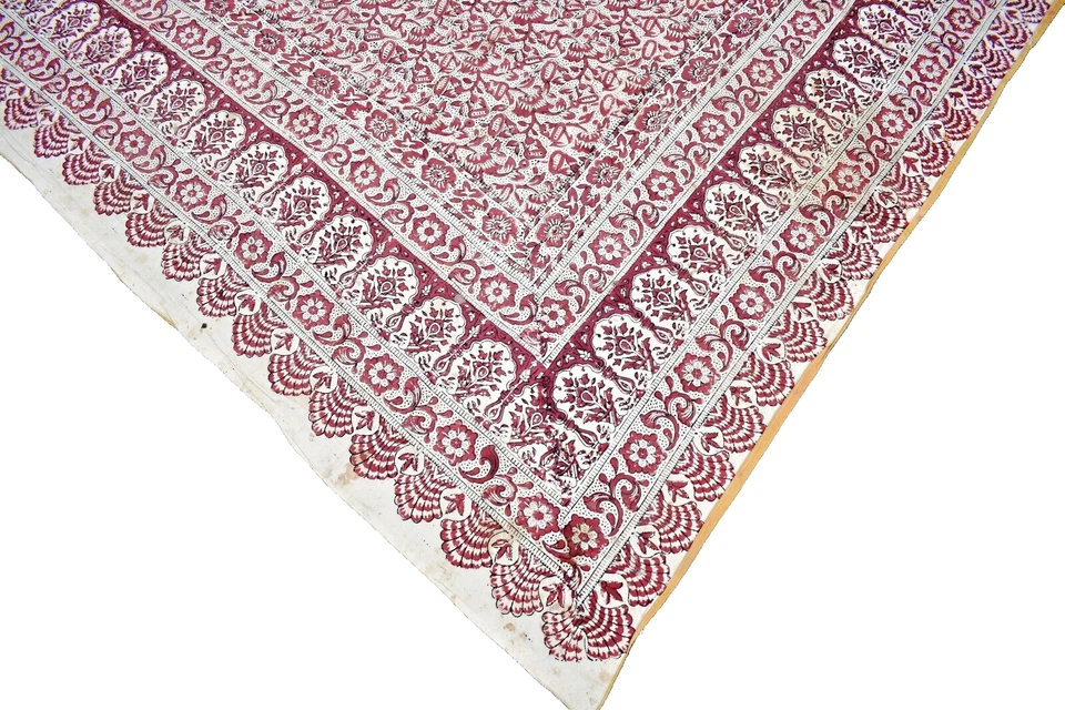 Impresión impresa en bloque textil antiguo de algodón Gujarat Kalamkari Chintz'9 Foto 4 de 4