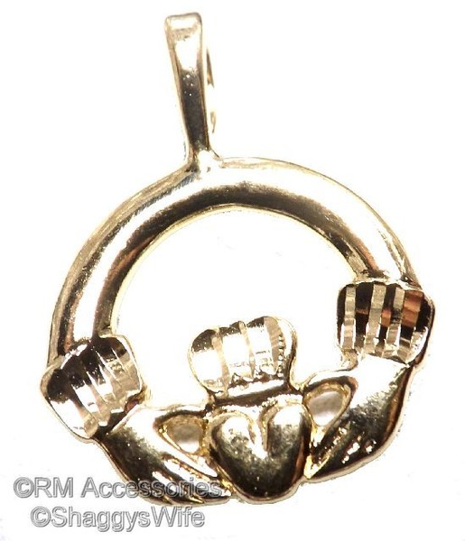 Alternate view of Irish Claddagh Charm Pendant Gold Plated With Lifetime Guarantee
