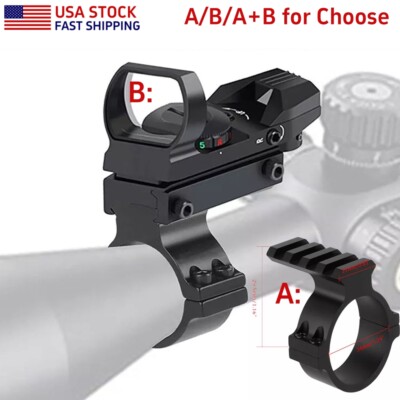 Red/Green Dot Reflex Optic Sight / Barrel Mount 34mm Ring Adapter 20mm Rail
