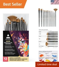 Set of 12  Synthetic Paint Brushes - Ideal for Oil & Acrylic Artistry