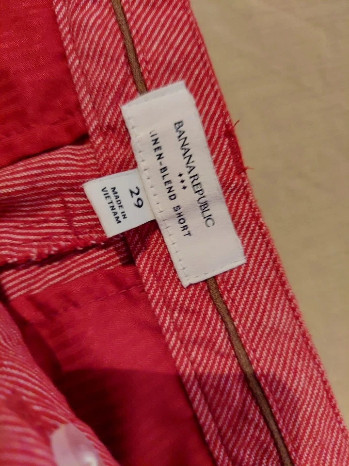 Pantalones Cortos Hombre Banana Republic Lino 29 Rojo Algodón Chino 30 Foto 3 de 4