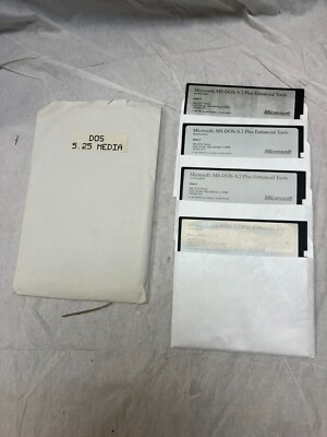 Microsoft MS-DOS 6.2 OS Plus Enhanced Tools 5.25'' Floppy Disks 1-4